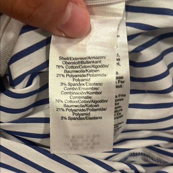 DKNY Women’s Blue and White Striped Button Down Shirt Size: M - Picture 4 of 4